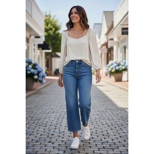 Tuckernuck Pomander Place Puff Sleeve Pippa Blouse Ivory Sz Medium Ballon Sleeve